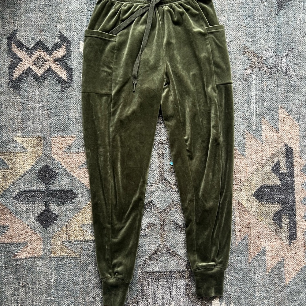 Aerie Olive Green Velour Joggers